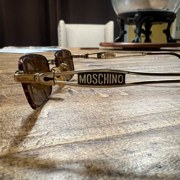 Moschino Gold Frame Sunglasses with Brown Lenses - Picture 1 of 7